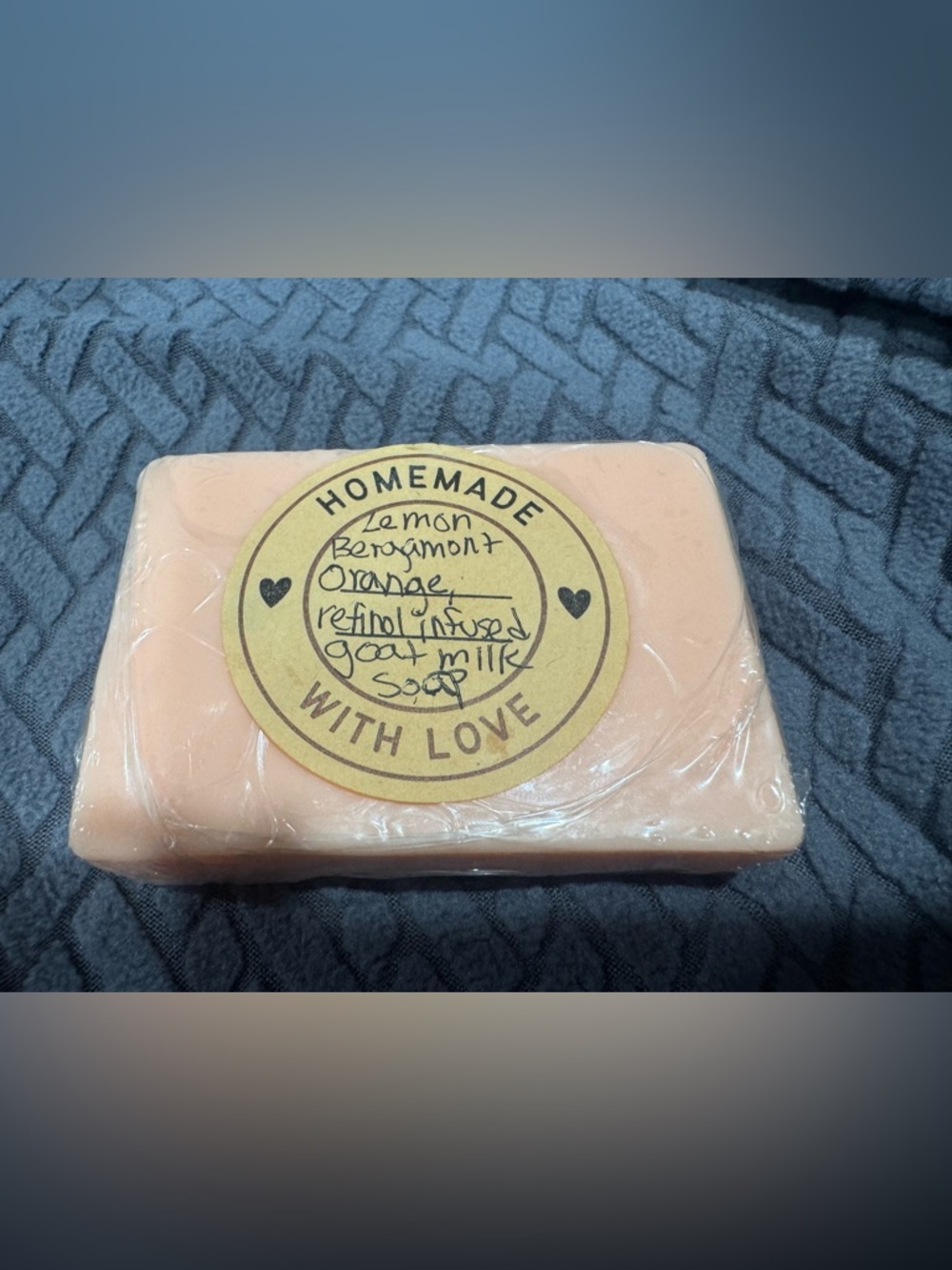 Homemade Lemon Bergamot & Orange Goat Milk Soap with retinol serum infused